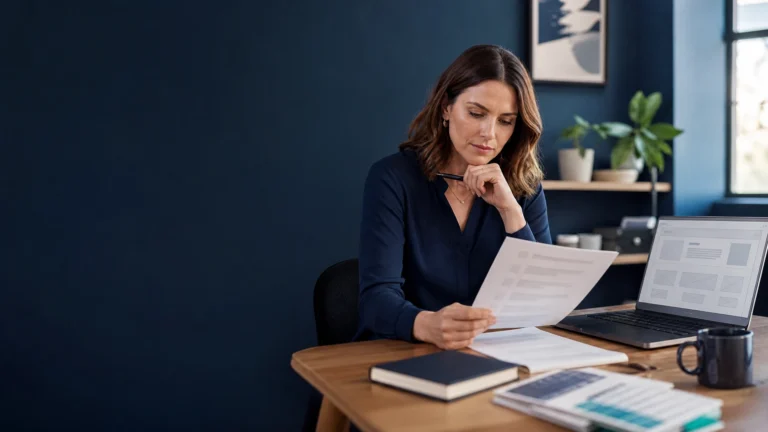 Web strategist and business owner reviewing a website redesign checklist.