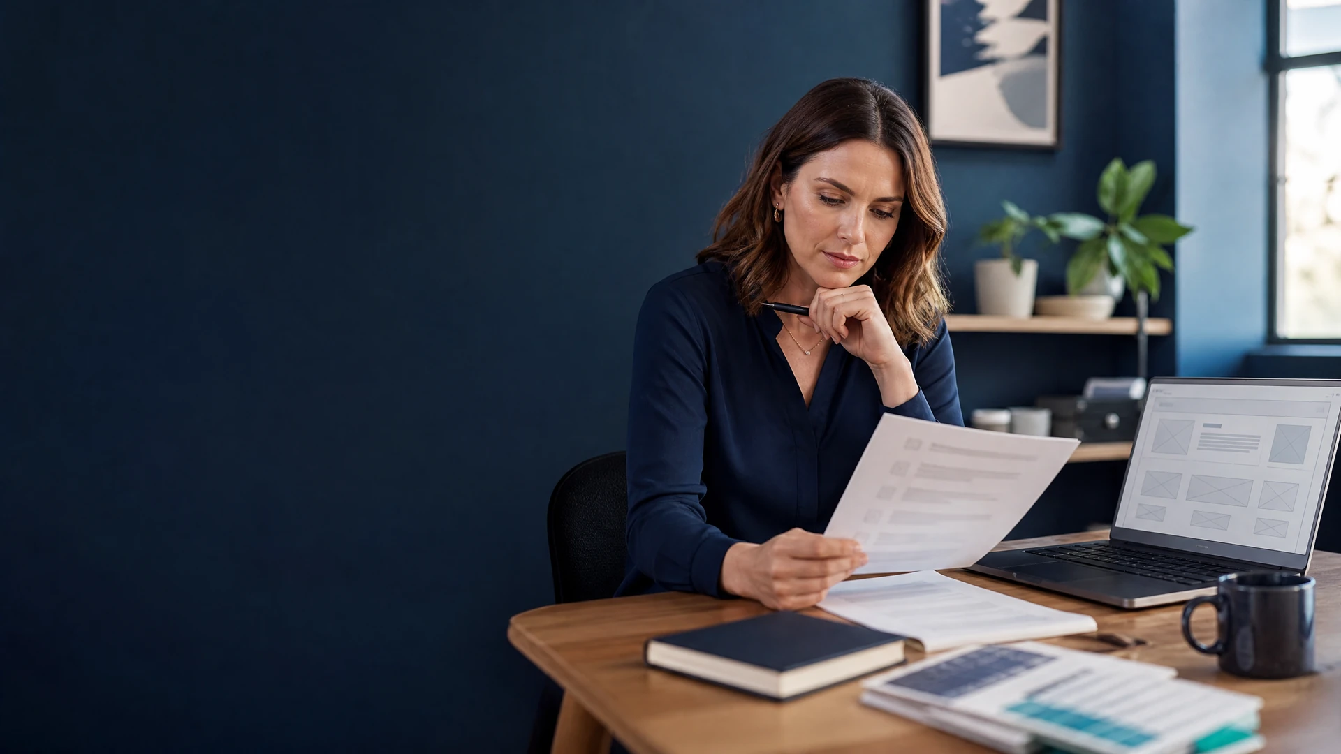 Web strategist and business owner reviewing a website redesign checklist.